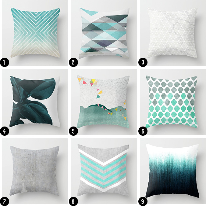 Grey, Teal Throw pillows