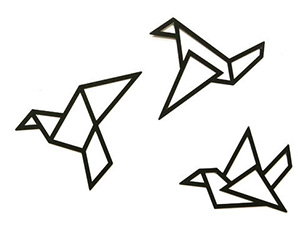 Metal origami birds