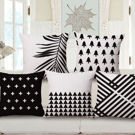 Black and white throw pillows