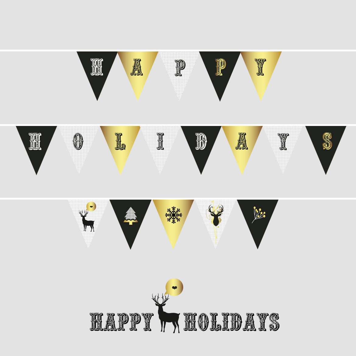 Happy holidays bunting flags