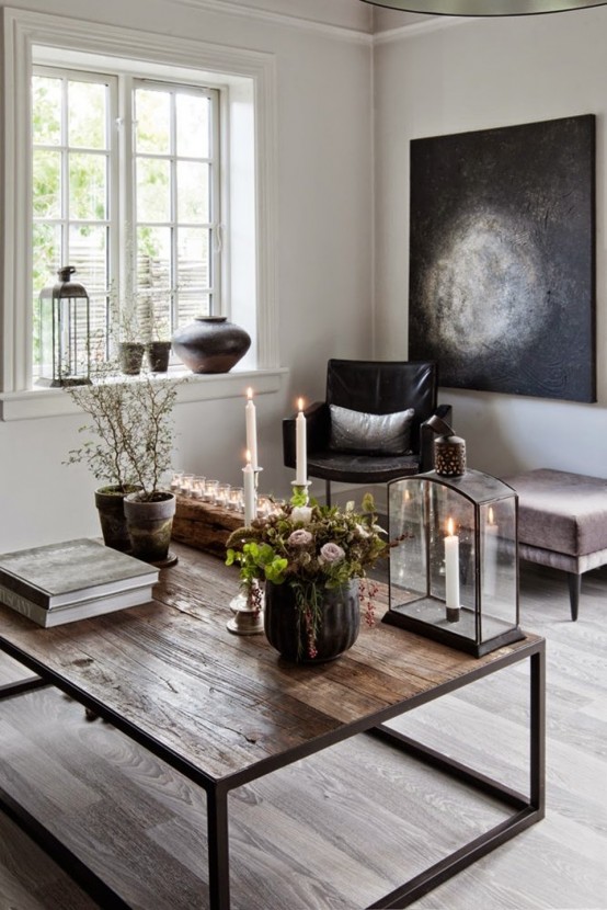 Rustic Coffee Table Decor With An Industrial Touch